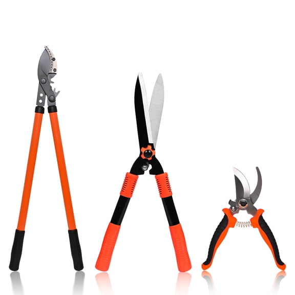 3PCS Lopper Hedge Clippers&Pruners,Heavy Duty Branch Cutter with Compound Action, Professional Tree Trimmer Set Yard, Lawn & Garden