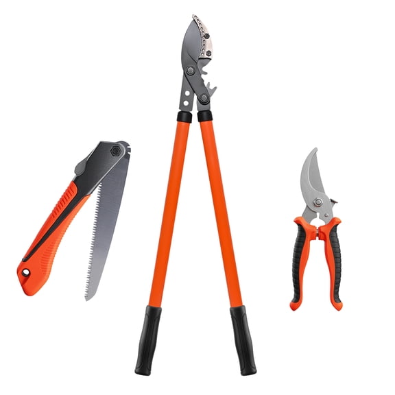 3PCS Lopper Hedge Shears&Hand Saw, Heavy Duty Lopper for Gardening Plants, Flowers and Tree Trimmer