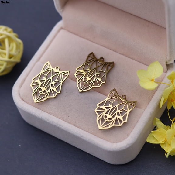 3PCS/Lot Viking Wolf Head Charm Stainless Steel Animal Pendant Accessories for DIY Necklace Earrings Gift Handmade Jewelry
