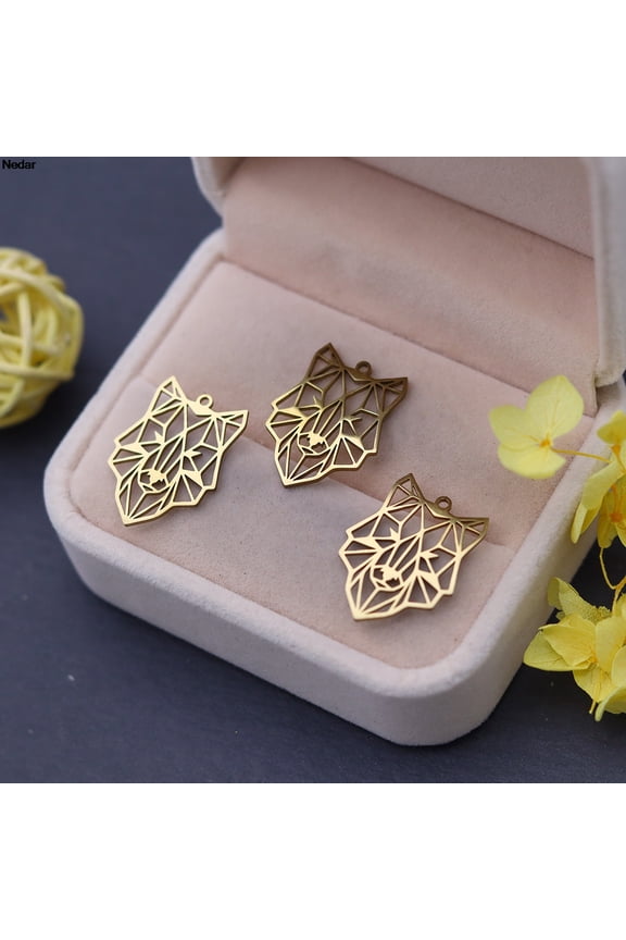 3PCS/Lot Viking Wolf Head Charm Stainless Steel Animal Pendant Accessories for DIY Necklace Earrings Gift Handmade Jewelry