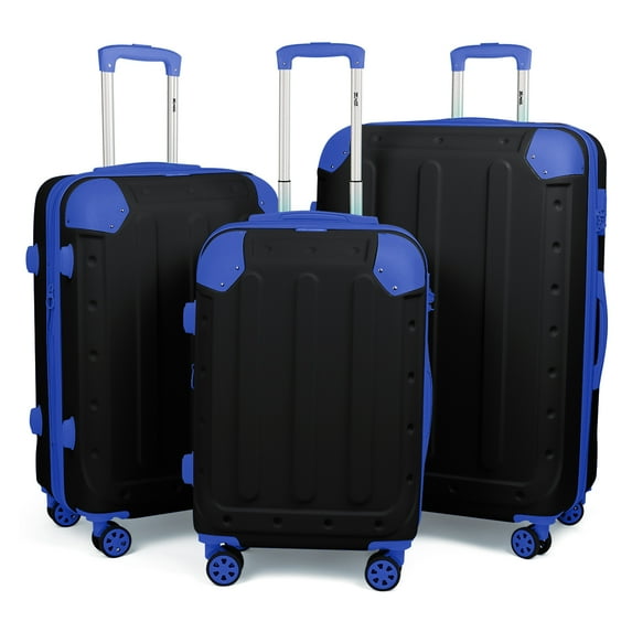 Luggage Sets 3 Piece Hardshell Expandable Suitcase with Spinner Wheels,Lightweight Travel Suitcase Set 20" 24" 28",Black/Blue