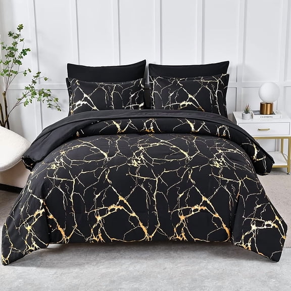 3PCS Luxury Marble Print Bedding Set, Pink and Gold Foil Duvet Cover, Ultra Soft Bedspread with Pillow Shams for Teens, Adults, Dorm(1 blanket + 2 pillowcases without pillow cores)