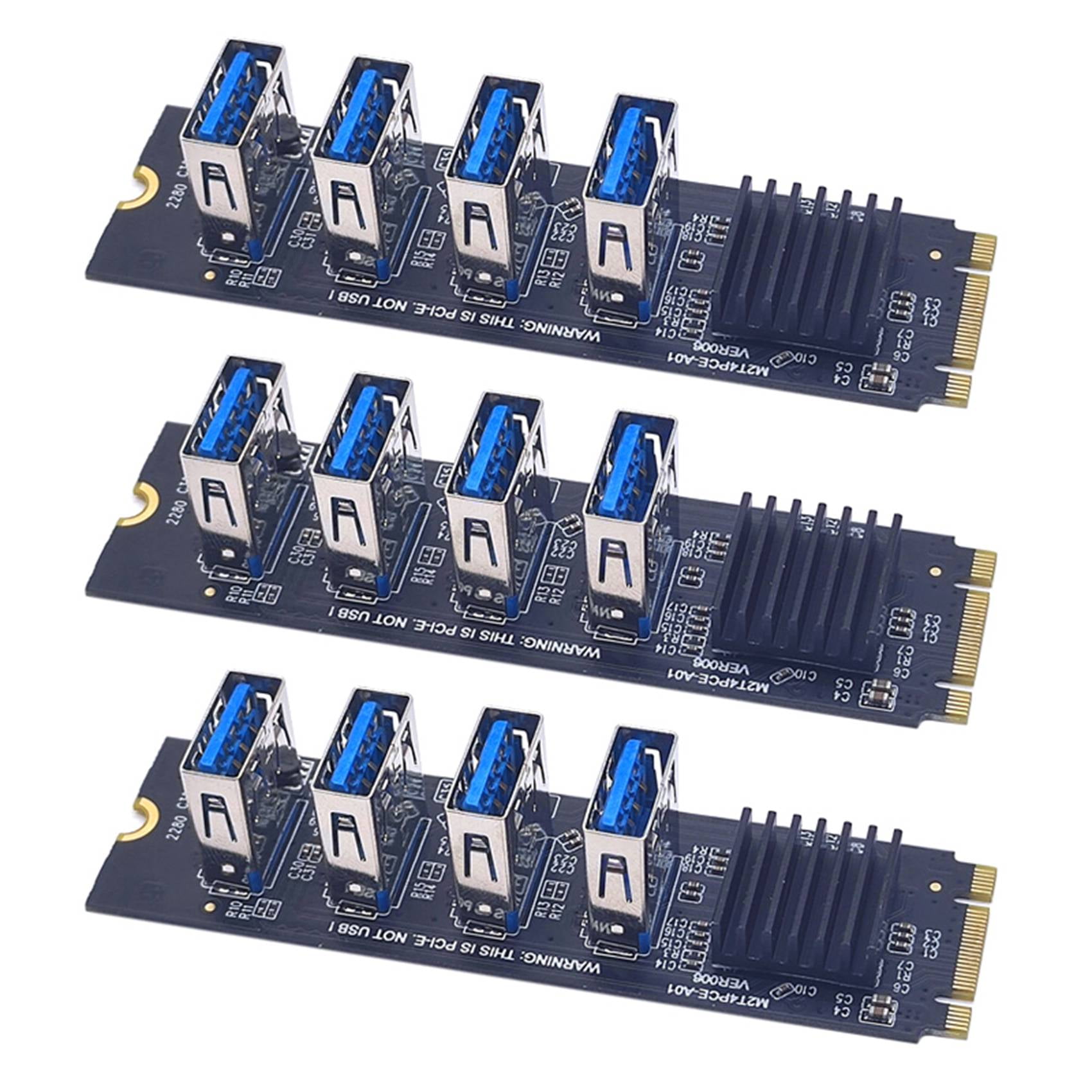 3pcs m 2 nvme key m to 4 port pci e adapter card slot 1 to 4 usb3 0