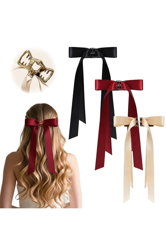 3PCS Magnetic Hair Bow, Magnetic Hair Clips for Styling, Mini Butterfly Hair Clips, Strong Hold No-Slip Magnetics Clips, Seamless 2-in-1 Design, Hairs Accessories (Champagne, Burgundy, Premium Black)