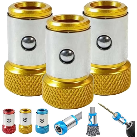 3PCS Magnetic Screw Ring,2027 New Screwdriver Head Magnetic Ring,1/4 Inch/6.35mm Universal Screw Magnetizer Rings for Hex Screwdriver&Power Bits,Metal MagneticScrew Holder Tool for Fastening & Repair