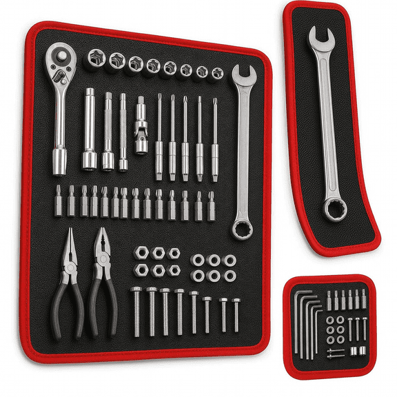 3PCS Magnetic Tool Mat Set, Flexible Non-Slip Magnetic Parts Tray for Garage Workshop Auto Repair, Heavy Duty Tool Organizer Pad for Wrenches Screws Bolts, Mechanic Gifts for Men