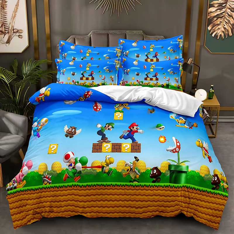 3PCS Mario_Bros Duvet Cover Set, Microfiber, HD Print, Hypoallergenic