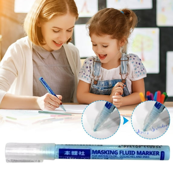 3PCS Masking Fluid For Watercolor Painting,Masking Fluid Marker Mark Pen Type Watercolor Masking Liquid White/Blue Glues Covering Liquid Art Supplies,Liquid Masking For Painting