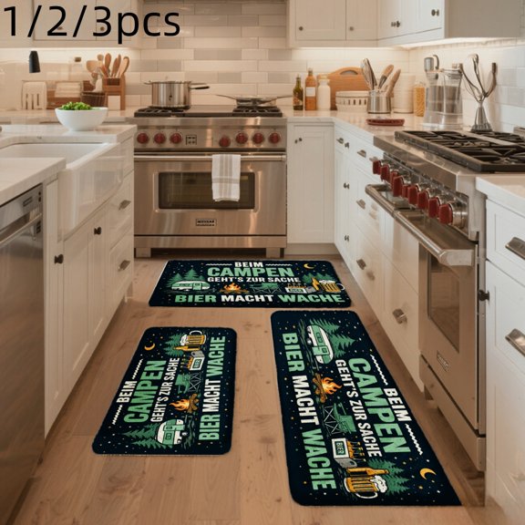 3PCS Mat Set, Welcome Door Rug, Home Decoration for Front Door, Kitchen, Bathroom, Camping Beer Makes Guard Drunk Night Kitchen Rug, Great Gift for Woman.