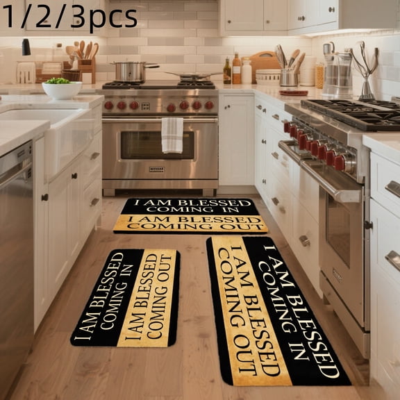 3PCS Mat Set, Welcome Door Rug, Home Decoration for Front Door, Kitchen, Bathroom, I Am Blessed Coming In I Am Blessed Coming Out Kitchen Mat, Great Gift for Woman.