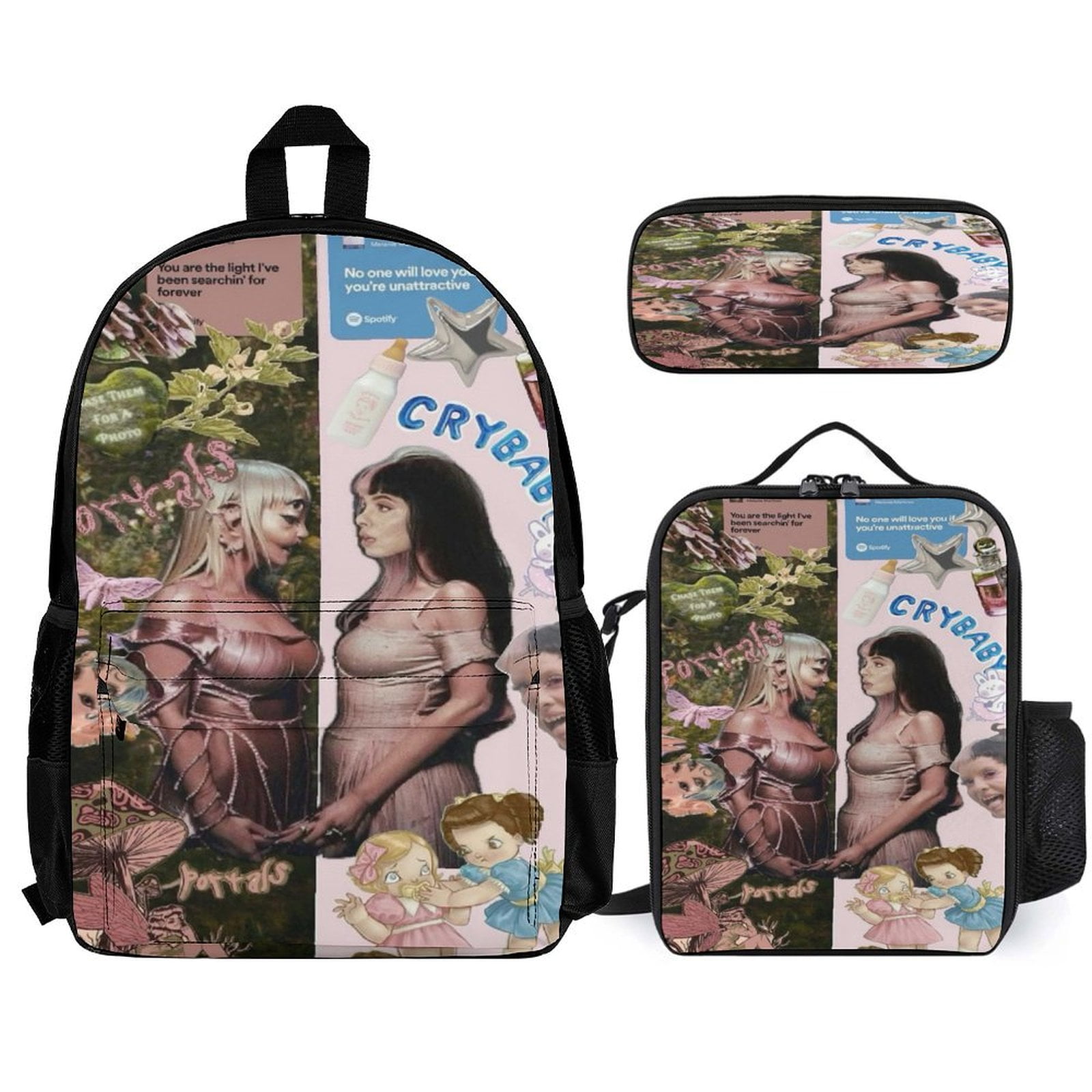 UNICEU Kids Backpack Set 3-Piece - School Bookbag With Lunch Bag & Pencil Case, Floral Llama Print - View #9