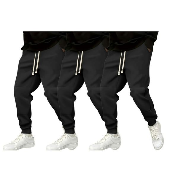3PCS Mens Sweatpants Stitching Contrast Color Drawstring Sweatpants Elastic Waist Train jogger Sports Pant Workout