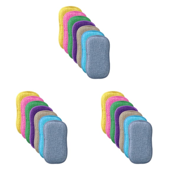 3PCS Microfiber Kitchen Scrub Sponges, Dual-Sided Reusable Scouring Pads, Non-Scratch, Quick-Dry, Multi-Purpose Cleaning Sponge, Random Color