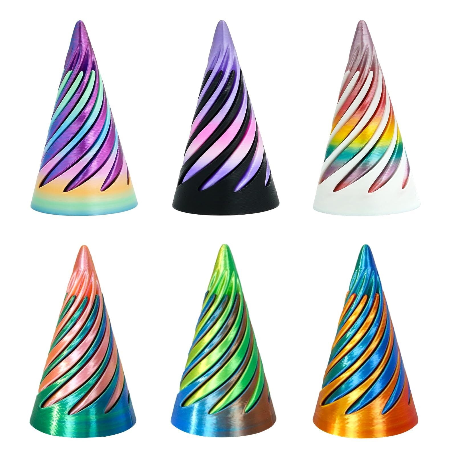 3PCS Mind Bending Spiral Cone 3D Printed Fidget Optical Illusion Passthrough Sculpture Unique Desk Decor Stress Relief Gift for Adults