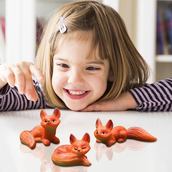 3PCS Mini Fox Figurines, Cute Resin Animal Ornaments, Garden Moss Landscape DIY Terrarium Plants Bonsai Crafts Ornament
