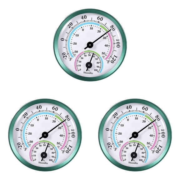 3PCS Mini Indoor Temperature Hygrometer Analog, Temperature Humidity Gauge for Home, Room, Outdoor, Hygrometer Analog Hygrometer for Indoor And Outdoor Use 2inch