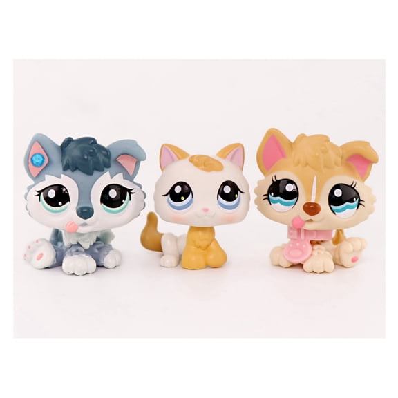 3PCS Mini Pets Cat Dog Baby Husky #1013 #2036 Kitten #134 Little Pet Figure Toys