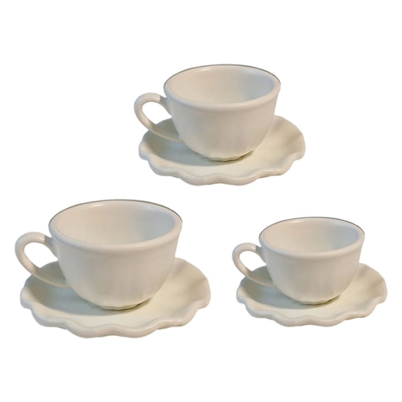 3PCS Miniature Coffee Cup Saucer Set For Doll House Scene Display Accessories And Collectible Craft Project Decoration