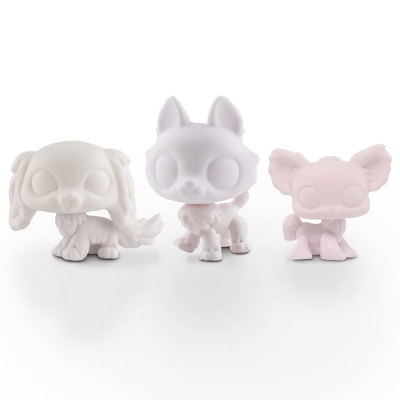3PCS Minilpsshop White Base,Custom White Mold Blank Base Husky Chihuahua King Spaniel DIY Design Paint Animals Figure Toys