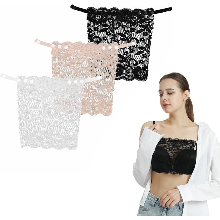 3PCS Modesty Panels for Low Cut Tops, Top Lace Insert for Low Cut Tops  Cleavage Cover Up for dresses, Clip-On Mock Camisole Bra Inserts Lace  Modesty Panel Vest for Women's Privacy -