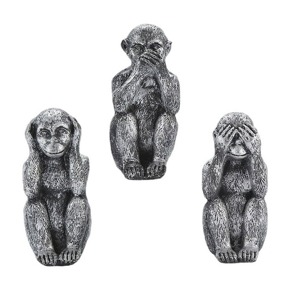 3PCS Monkey Figurines Set See Not Hear Not Speak Not Evil Ornaments for Living Room and Display