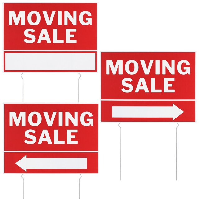 3PCS Moving Sale Signs, Moving Sale Road Signs With Metal Stakes