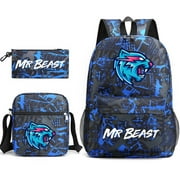 HUIJIN 3PCS Mr Beast Lightning Cat backpack men and women cute cartoon backpack student schoolbag
