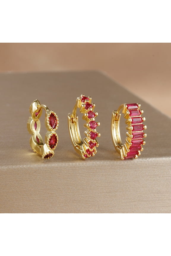 3PCS Multi Color CZ Hoop Earrings Set for Women Stainless Steel Circle Round Huggie Earrings 2025 Trend Jewelry pendientes mujer