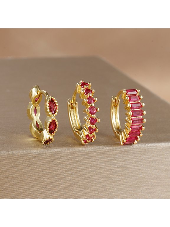 3PCS Multi Color CZ Hoop Earrings Set for Women Stainless Steel Circle Round Huggie Earrings 2025 Trend Jewelry pendientes mujer