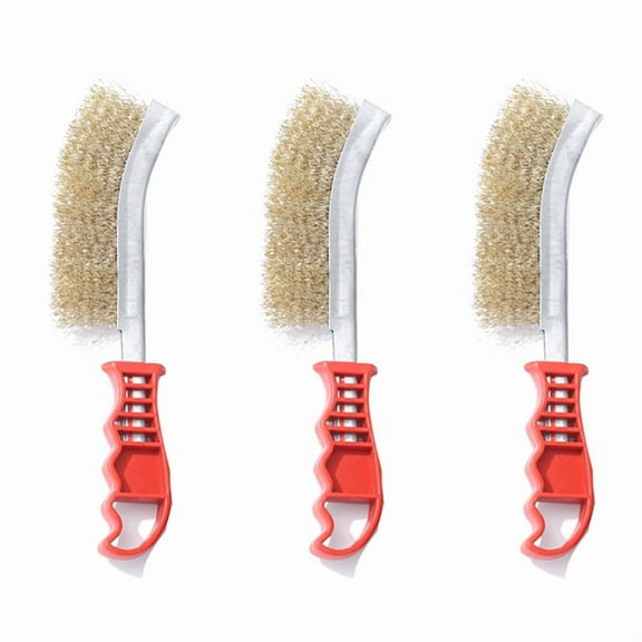 3PCS Multi-Function Tool Wire Brush Copper Plated Cleaning Brush Long Handle Kitchen Grill Special Plate Rust Removal A,3 * Multi-function Tool Wire Brush,As Shown