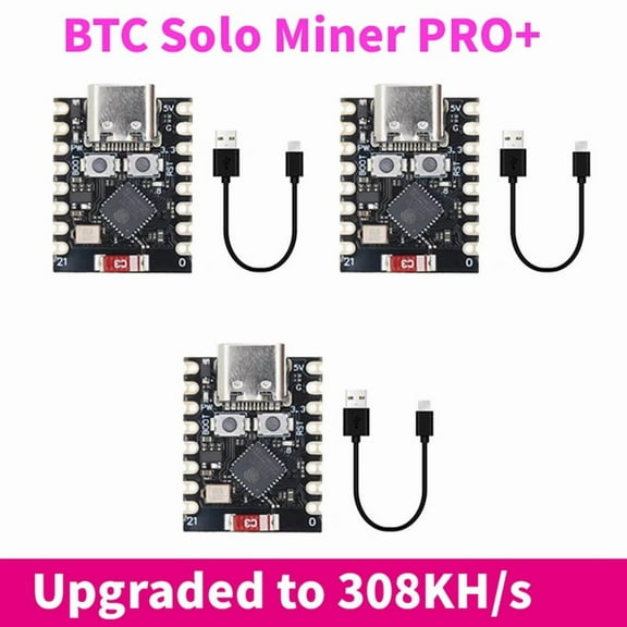 3PCS NMminer BTC Solo Miner PRO+ 308KH/S Hashrate Miner Bitcoin Mini Miner Mining Miner for Home Office,3 x Miner 3 x Data Cable,Random Color