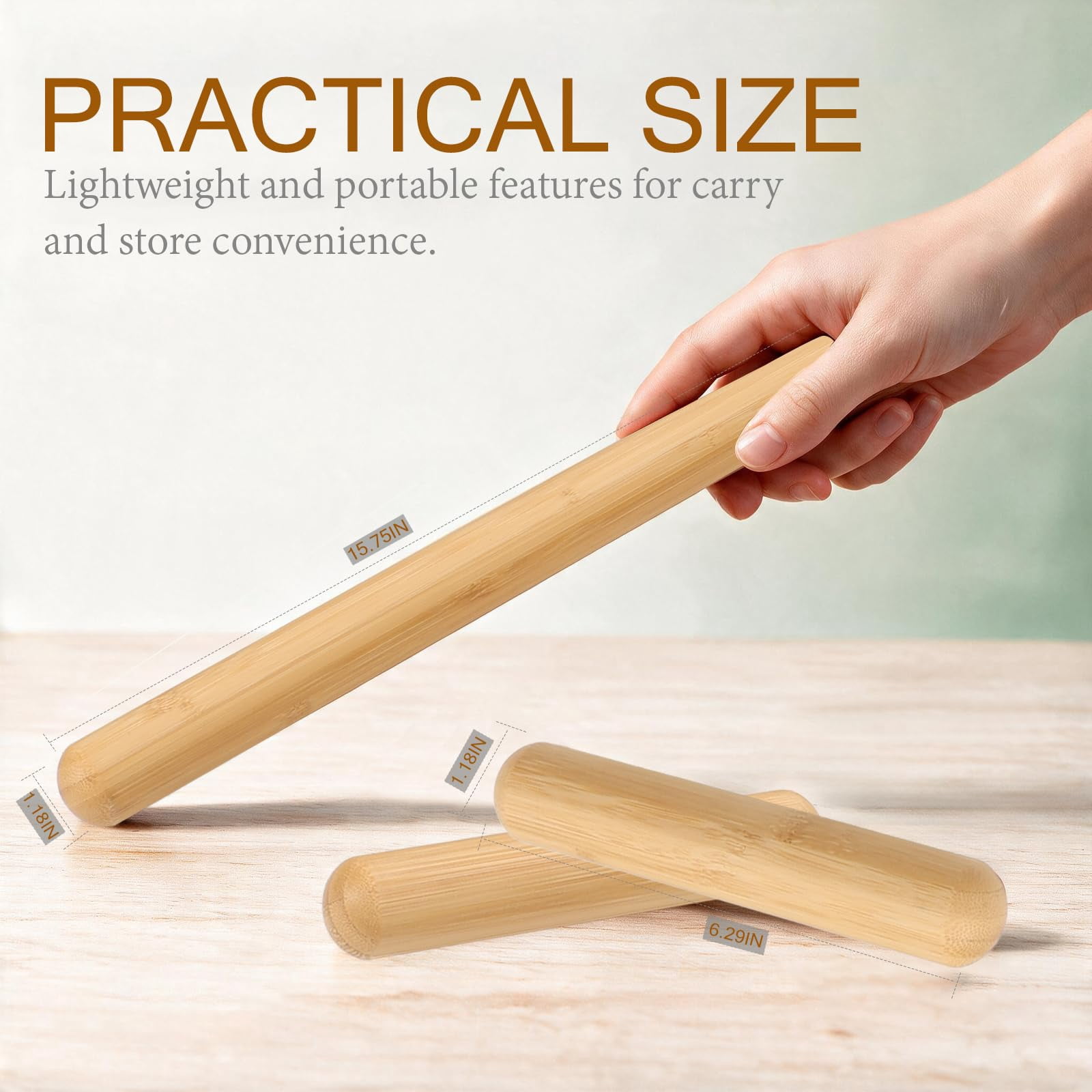 3PCS Natural Bamboo Massage Sticks with Storage Bag for Full Body ...