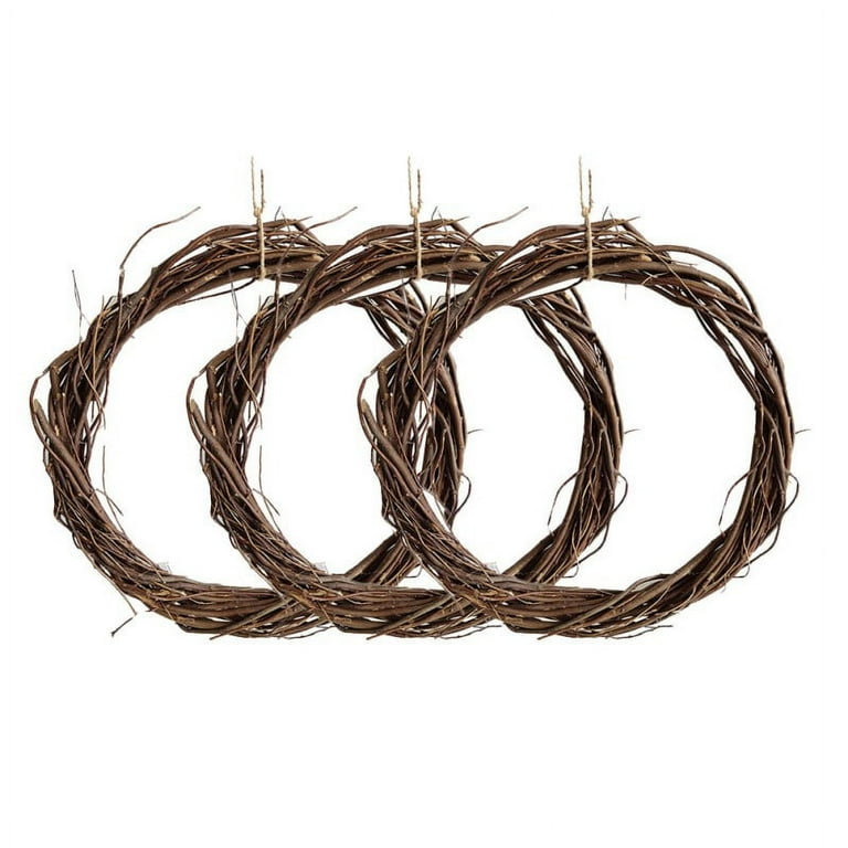 3PCS 12-Inch Natural Dried Wood Branch Wreath Base Frame, Vine