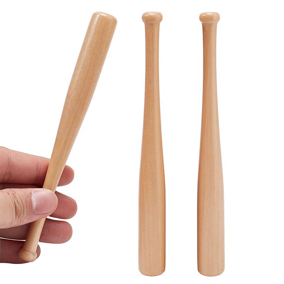 3PCS Natural Wood Baseball Bat Mini Baseball Bats Tiny Baseball Bat Beads Baseball Stand Display Holder Home Display Decorations