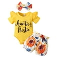 thumbnail image 1 of 3PCS Newborn Infant Baby Girl Clothes Romper Jumpsuit Flower Pants Headband Set Cute Outfit, 1 of 11