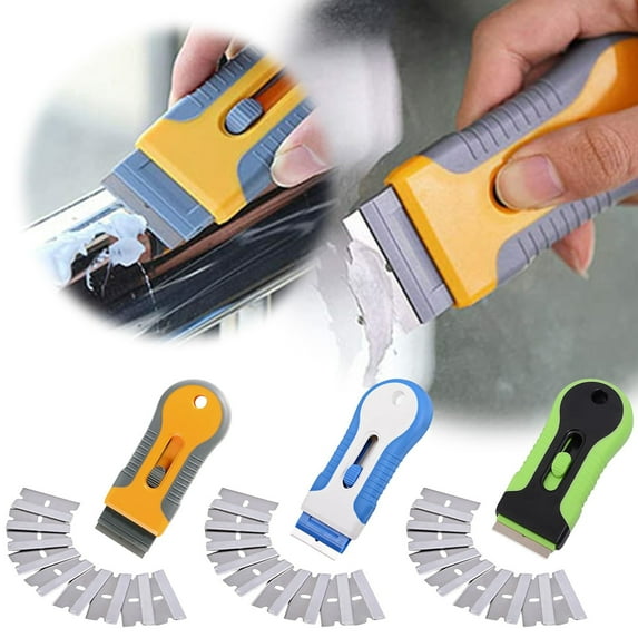 3PCS Non-Scratch Cooktop Scraper Kit – Glass Ceramic Stove Cleaner with 10 Blades Each, Multi-Surface Oven Door Grease & Burnt-On Residue Remover Kitchen Cleaning Tool Set