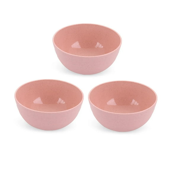 3PCS Nordic Colored Wheat Straw Bowls Circular Shatter Resistant Plastic Tableware Bowls for Household Use