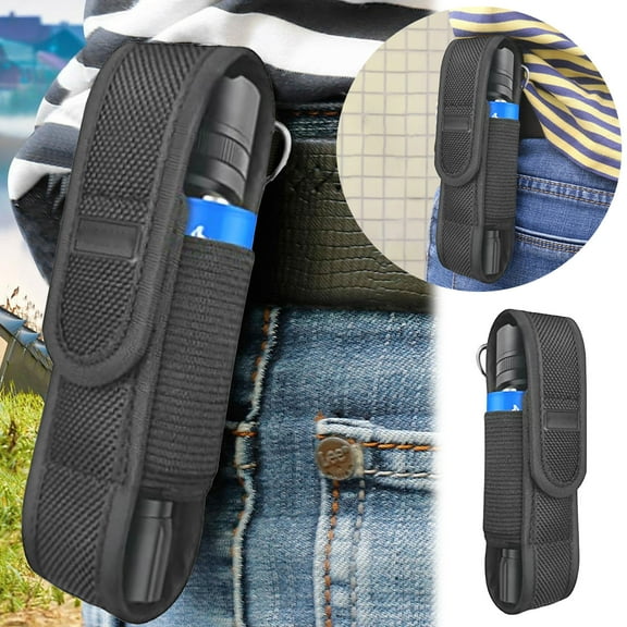 3PCS Nylon Flashlight Storage Bag with Protective Box & Holder Stand, Portable LED Flashlight Carry Case for Camping Hiking Outdoor Use