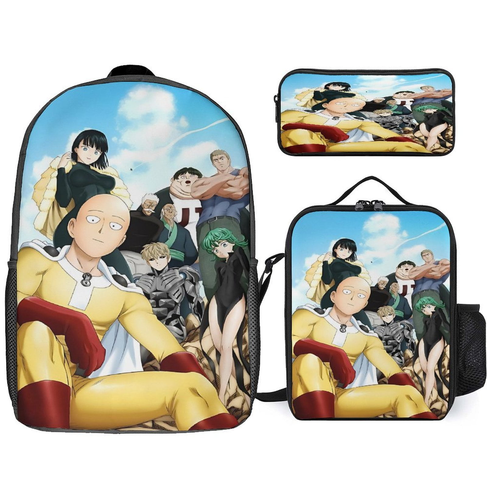 3PCS One Punch Man Travel Backpack Set Sport Large Capacity Bookpacks ...