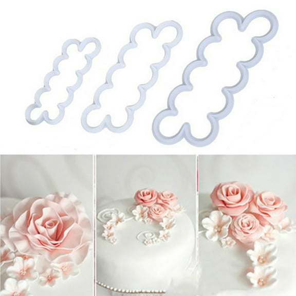 3PCS One-piece Rose Mold Plastic Fondant Cake Mold Sugar Skin Printing Mould Baking Tools Fondant Cake Decorating Tools