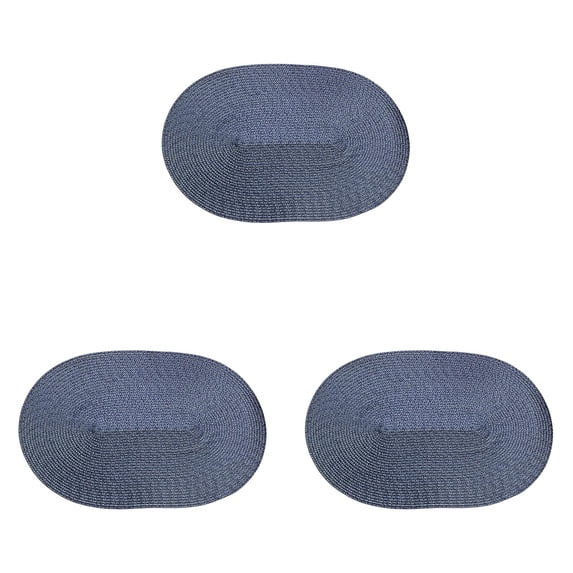 3PCS Oval Woven Placemats Rope Braided Table Mats, 17.72 x 11. Inches Non Heat Resistant Place Mats for Dining Room, Thick Hot Pads for Farmhouse Kitchen Table Decor