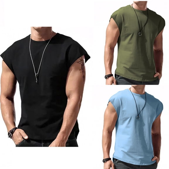 3PCS PACK Quick Dry Workout Tank Tops For Men Gym Muscle Sleeveless Shirts Summer