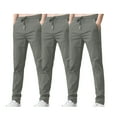 thumbnail image 1 of 3PCS Pack Pants Men Solid Color Drawstring Long Trousers Elastic Waist Straight Comfort Pants Lightweight Trousers, 1 of 8