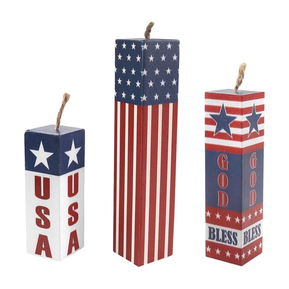 3PCS Patriotic Firework Tiered Tray Sign, Memorial Day Wooden Table ...