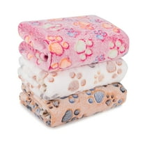 3PCS Pet Blanket Soft Fleece Fluffy Blanket Warm Cute Paw Print Throw Blanket Puppy Kitten Sleep Mat Bed Covers for Dog Puppy Cat
