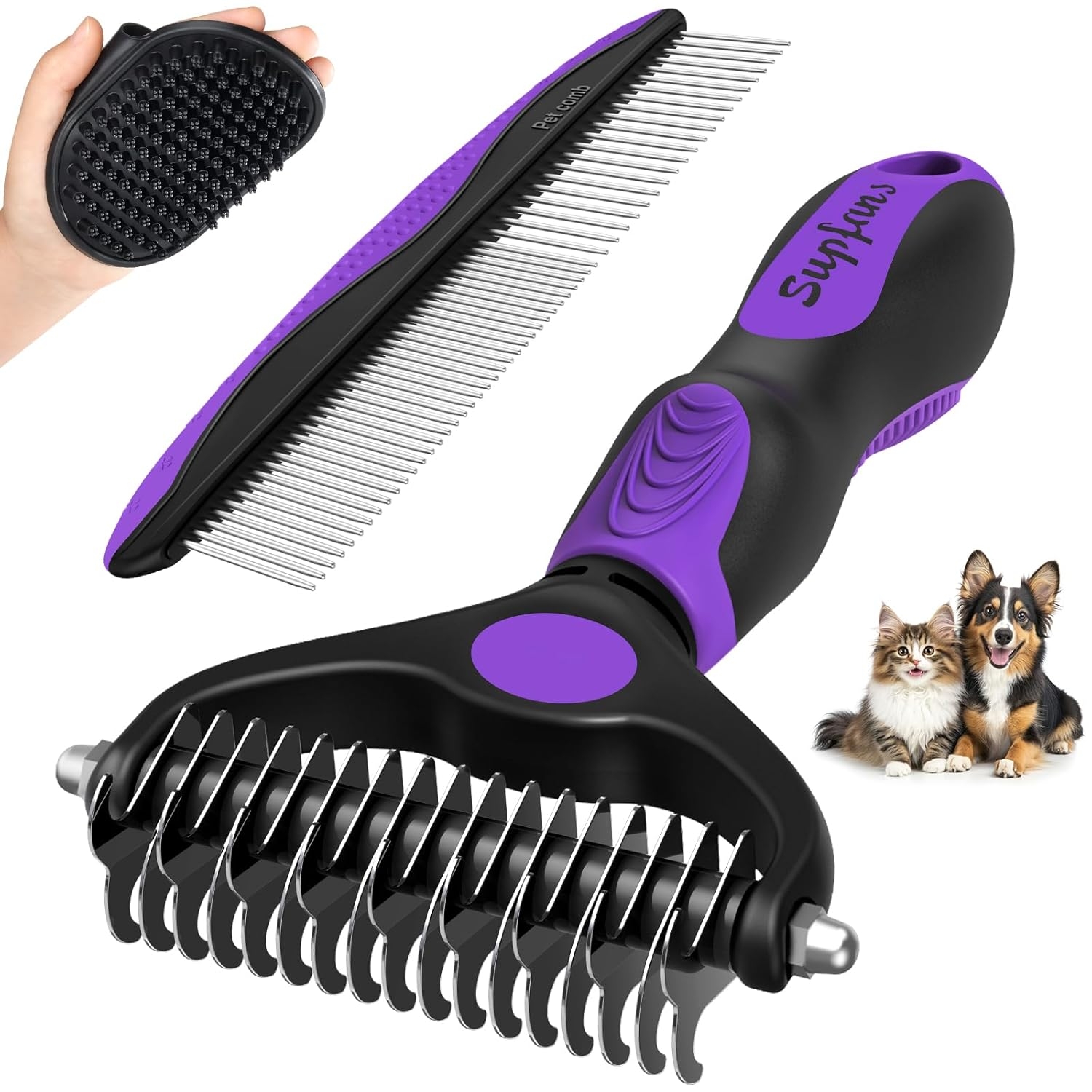 Picture of 3PCS Pet Grooming Rake & Metal Comb & Bath Brush for Dogs and Cats ...