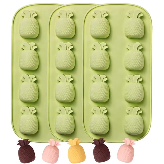 3PCS Pineapple Shaped Silicone Ice Cube Tray - Fun and Versatile Molds for Ice, Chocolate, and Candy Making