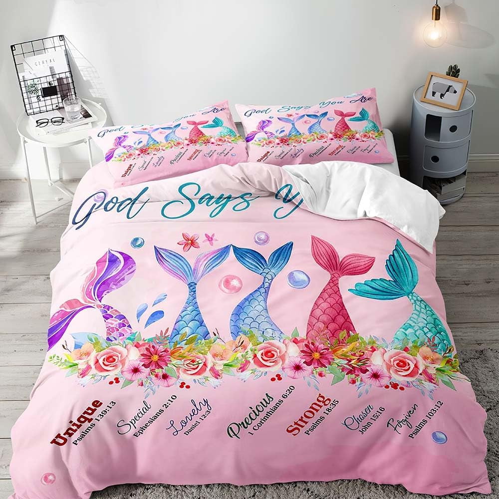 3PCS Pink Bedding, White Duvet Cover Full, Kids Bedding, Gold Glitter