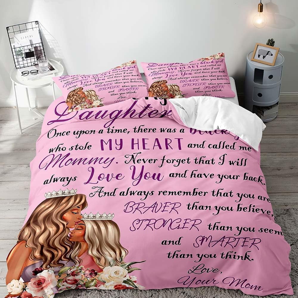 3PCS Pink Bedding, White Duvet Cover Full, Kids Bedding, Gold Glitter