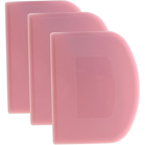 3PCS Pink Hight Grade PP Plastic Bench Food Scrapers 12cm Multifunctional Kitchen Pastry Cutting Tool Flours Spatula Suitable for Spade Cream Fudge Cheese